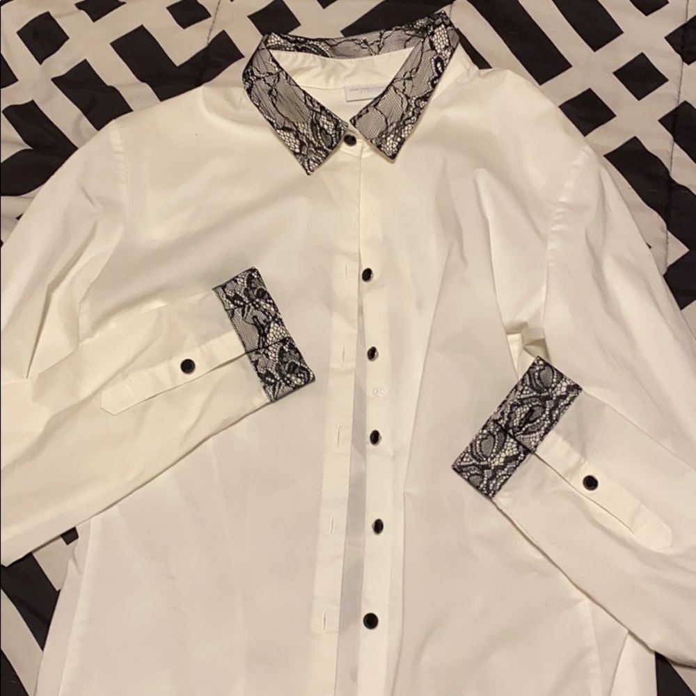White/Blck Lace Dress Top